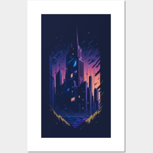 Cyberpunk Night City Digital Artwork Posters and Art